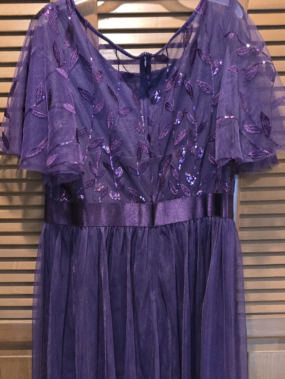✨ Ever-Pretty Deep Purple Tulle Formal Maxi Dress - Size 18 ✨ - Picture 9 of 10